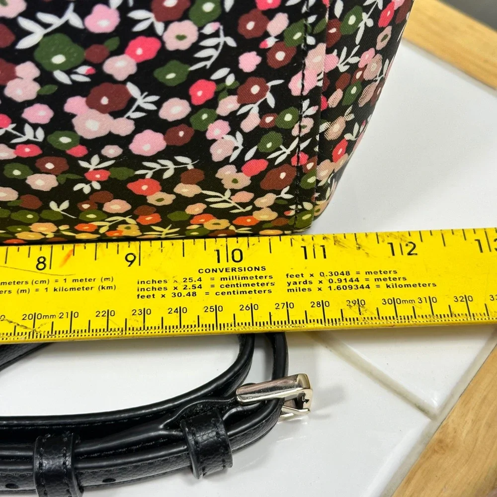 Kate Spade Tote Bag Womens Med Large Pink Floral Nylon Crossbody Adjustable